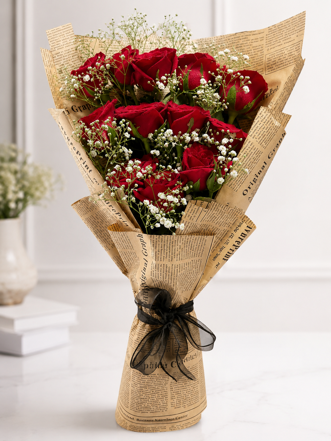 🌹Crimson Elegance –  Red Roses Bouquet