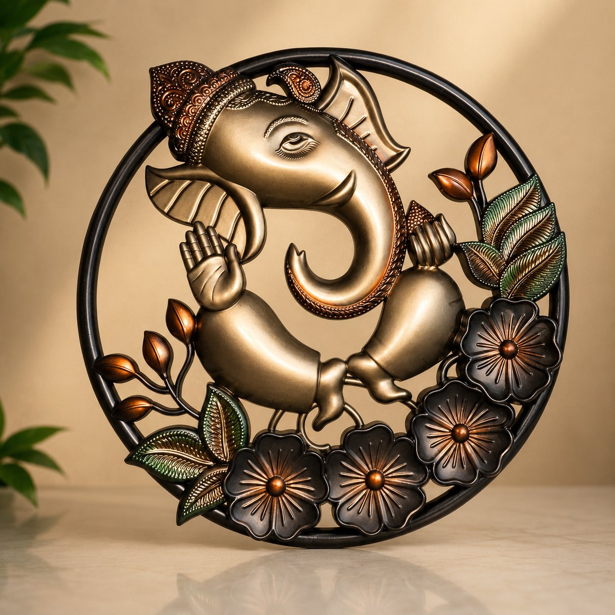 Elegant Ganesha Floral Wall Décor
