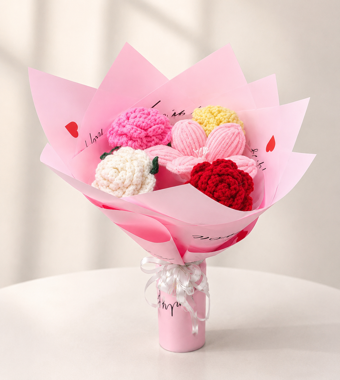 Sweetheart Yarn Flower Bouquet