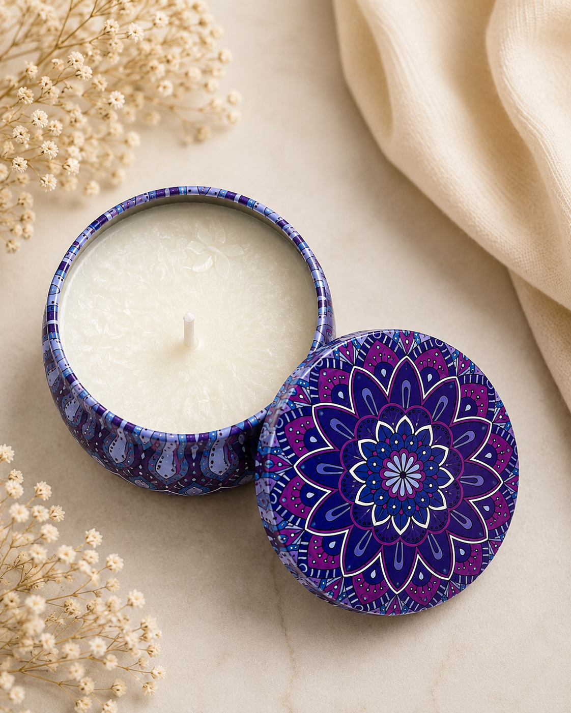 Purple Bloom Mandala Scented Candle