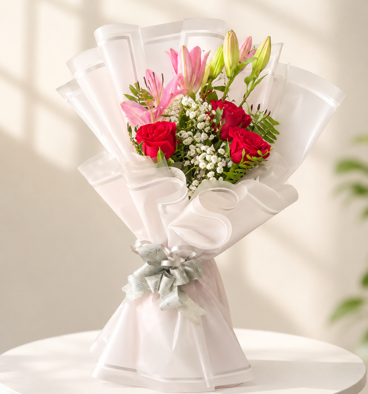 Blushing Lily & Rose Bouquet