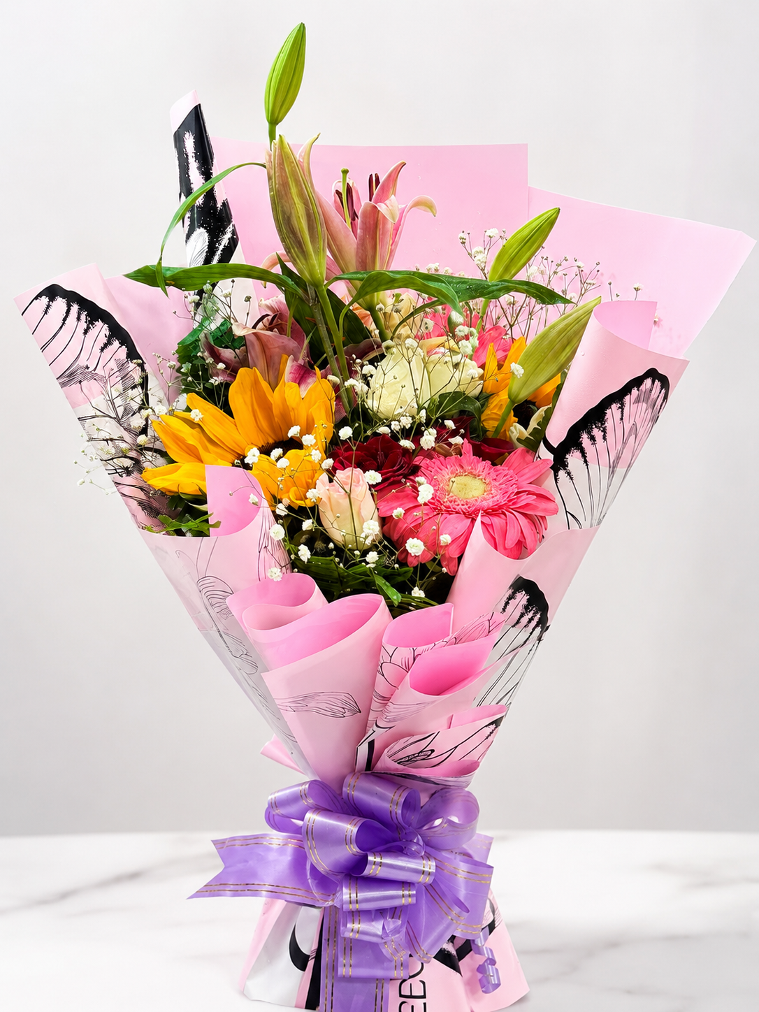 Pink Garden Lily & Gerbera Bouquet
