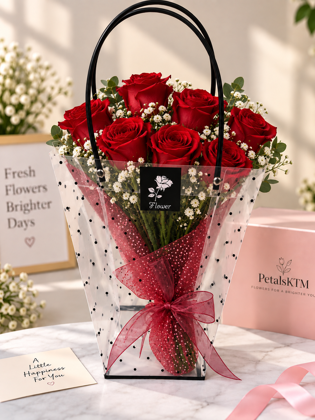Crimson Romance – Premium Red Rose Basket Bouquet