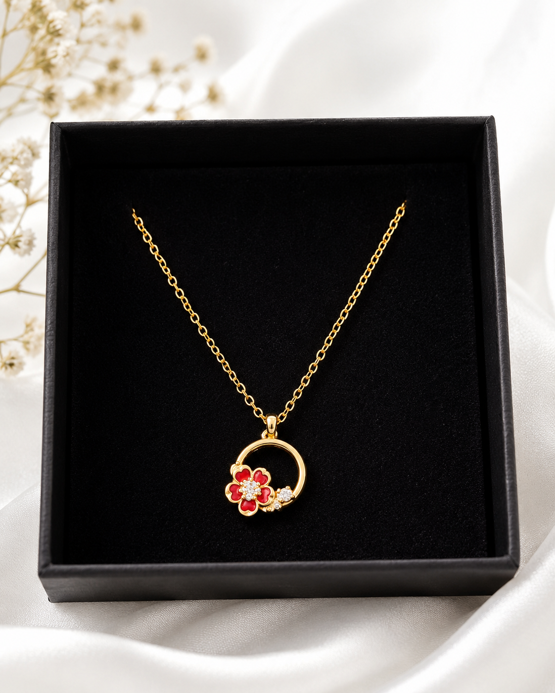 Blossom Halo Gold Pendant Necklace