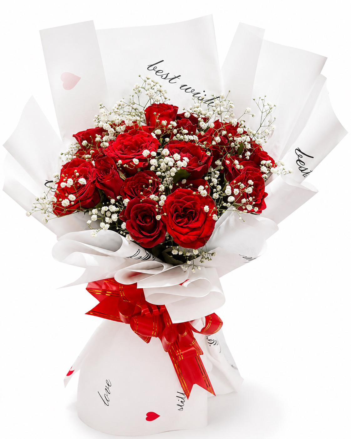 Luxury Red Rose & Baby’s Breath Bouquet