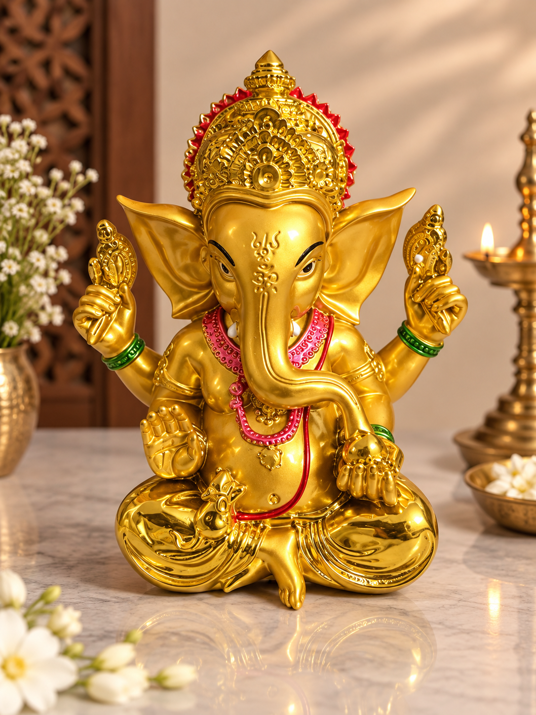 ✨ Regal Golden Ganesha Idol