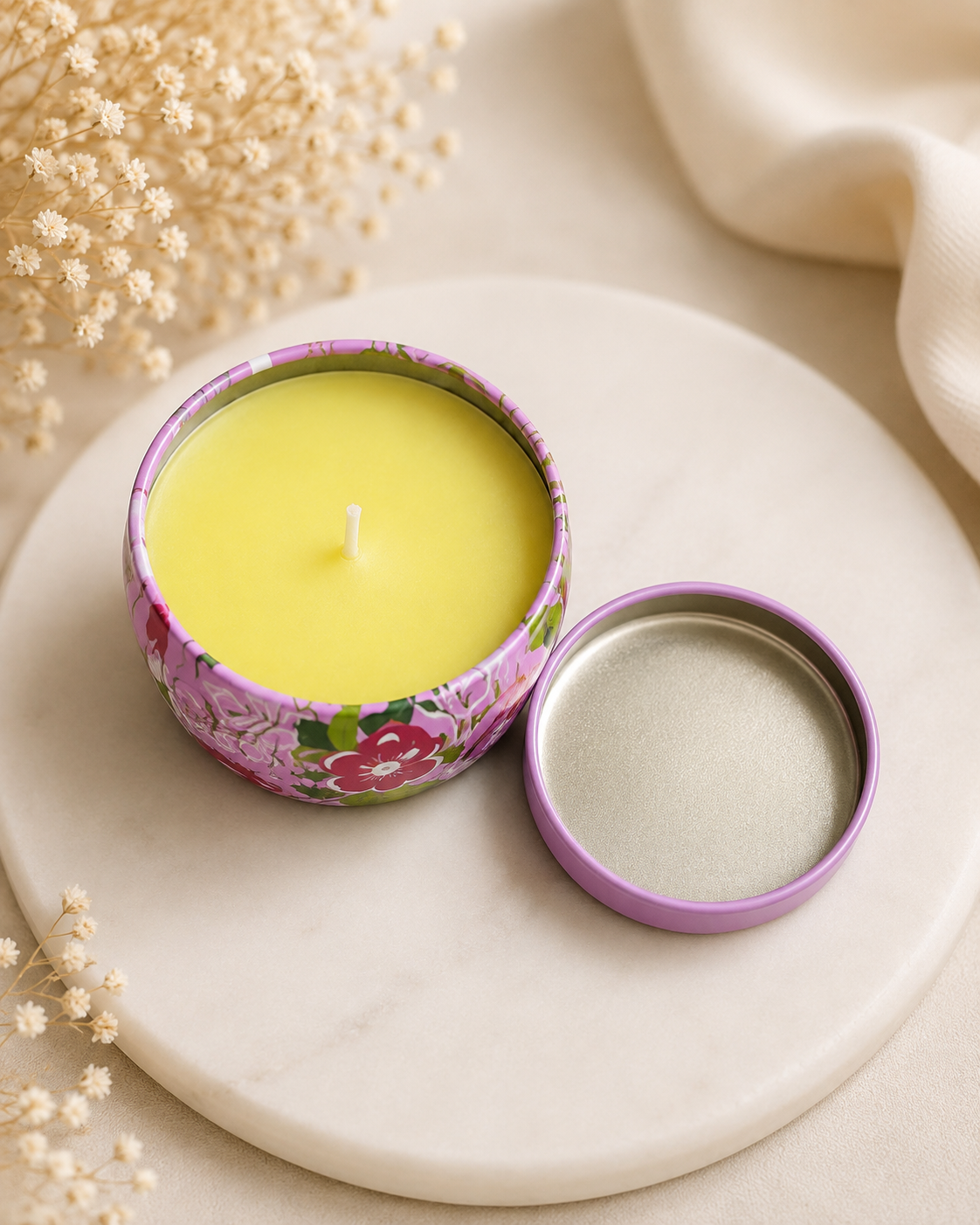 Floral Tin Scented Candle