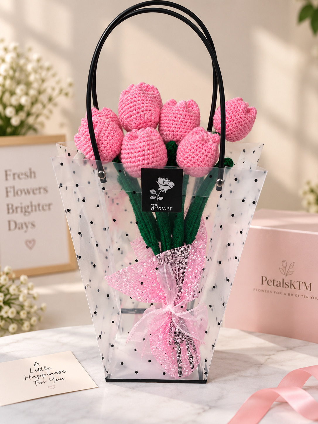 🌷 Pink Tulip Crochet Bouquet