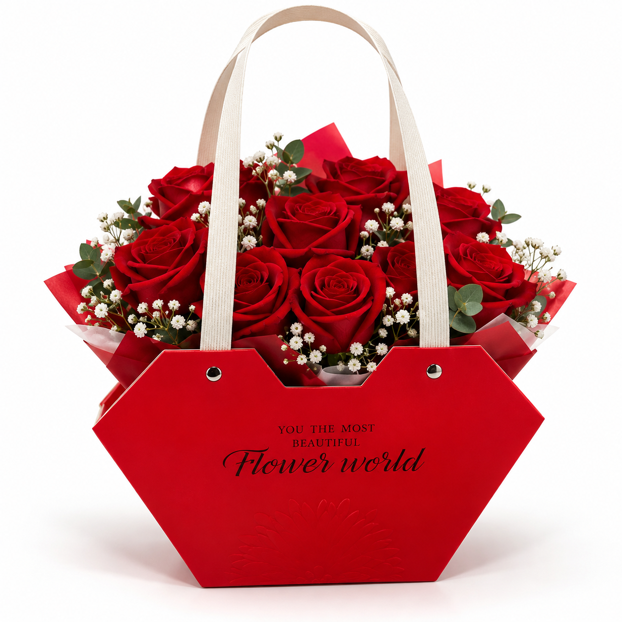 🌹 Royal Red Rose Handbag Bouquet